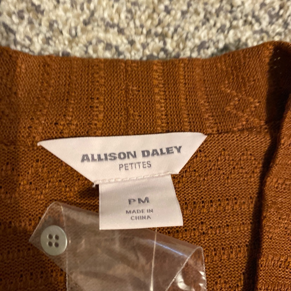 Allison Daley NWT Rust Open Front Cardigan Size Petite Medium - Picture 3 of 7